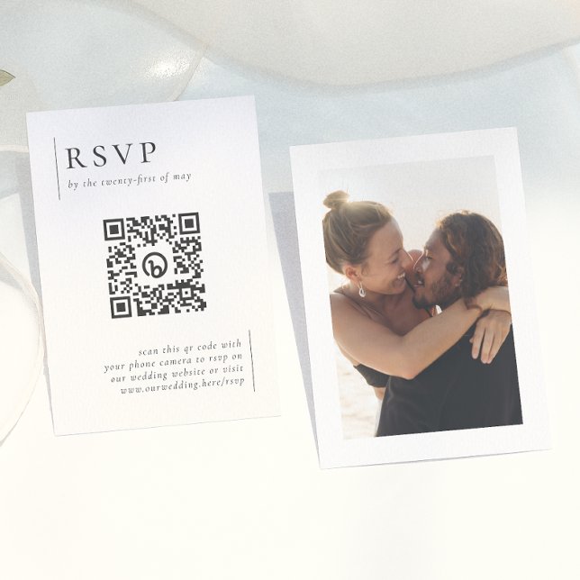 Modernes Minimalistisches Foto QR Code Wedding RSV Begleitkarte (Von Creator hochgeladen)