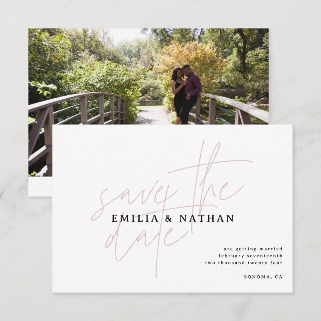 Modernes Minimalistisches Foto Save the Date (Vorne/Hinten)