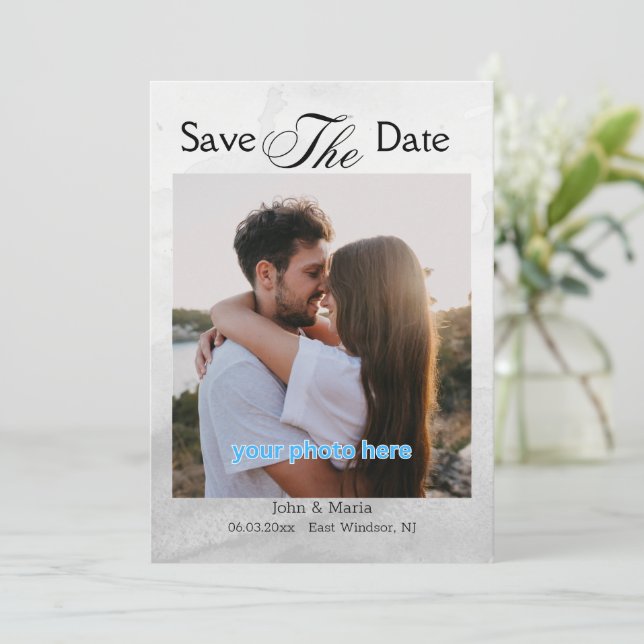 Modernes Minimalistisches Foto Save The Date (Stehend Vorderseite)