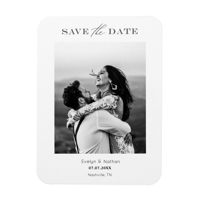Modernes Minimalistisches Foto Save the Date Magnet (Vertikal)