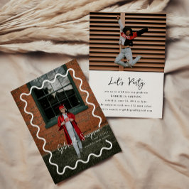 Modernes Minimalistisches Foto Schwarz-Weiß-Grad-P Einladung