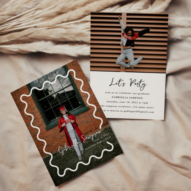 Modernes Minimalistisches Foto Schwarz-Weiß-Grad-P Einladung (Von Creator hochgeladen)