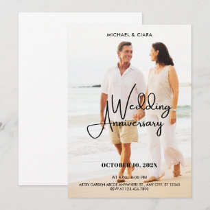 Modernes minimalistisches Foto zum Hochzeitstag Einladung