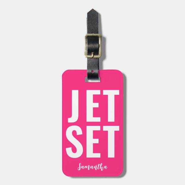 Modernes Minimalistisches Funny Jet Set kühl Neon  Gepäckanhänger (Vorderseite vertikal)