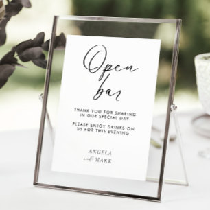 Modernes Minimalistisches Funny Open Bar Wedding-Z Poster