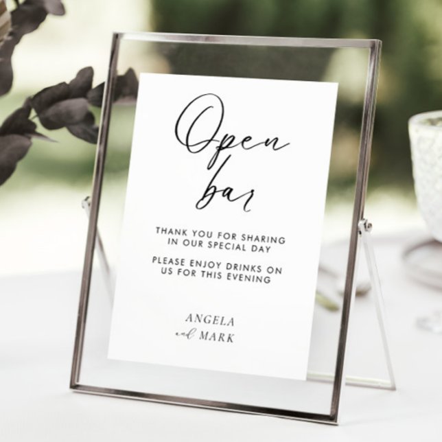 Modernes Minimalistisches Funny Open Bar Wedding-Z Poster (Von Creator hochgeladen)