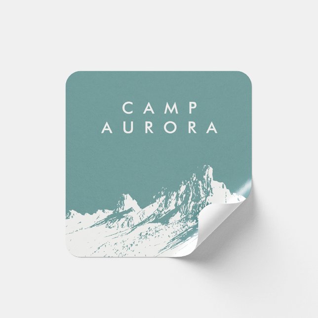 Modernes Minimalistisches Gebirge - desaturierter  Quadratischer Aufkleber (Von Creator hochgeladen)