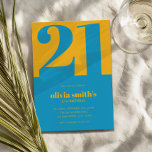 Modernes Minimalistisches Gelb am 21. Geburtstag Einladung<br><div class="desc">Moderne minimalistische 21. Geburtstagseinladung mit schlichtem Design mit eleganter Typografie in Blau und Gelb.</div>