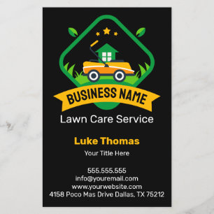 Modernes Minimalistisches Gelb Grün Rasenmäher Log Flyer