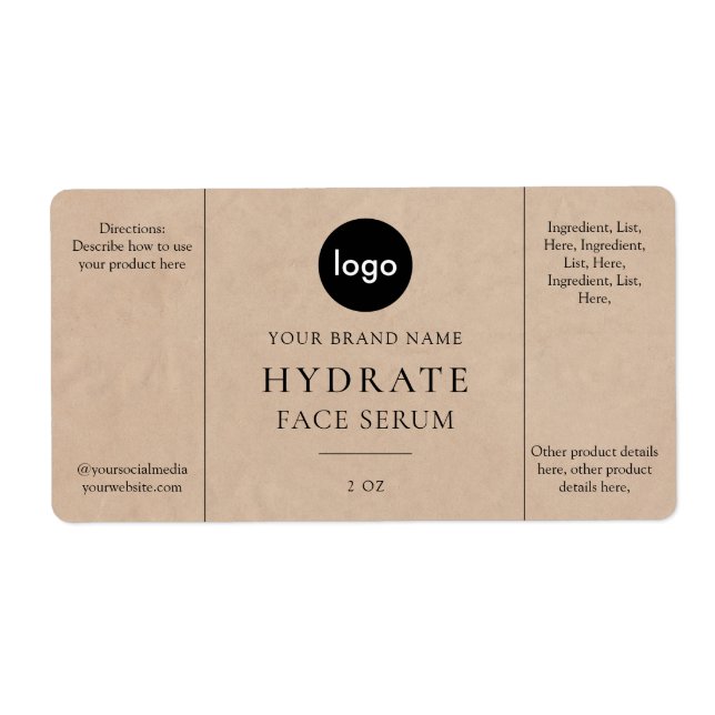 Modernes Minimalistisches Gesicht-Serum-Label (Vorne)