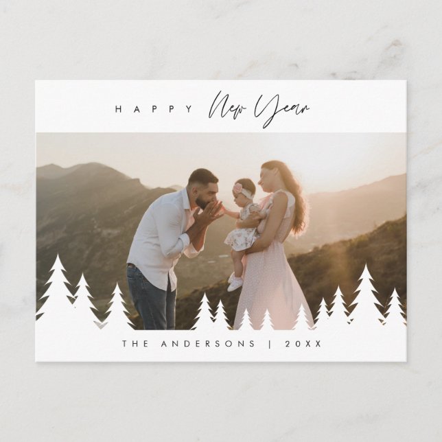 Modernes Minimalistisches, glückliches New Year Fa Postkarte (Vorderseite)