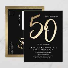 Modernes Minimalistisches Gold 50. Geburtstag Einladungspostkarte
