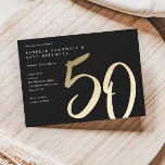 Modernes Minimalistisches Gold 50. Geburtstag Magneteinladung<br><div class="desc">Moderne minimalistische 50. Geburtstagsfeier Einladung mit stilvollen Imitate Gold-Folie Nummer handschriftlich Drehbuch 50 und Ihr Party Details in klassischen Serif-Schriftart auf schwarzem Hintergrund,  einfach und elegant,  große Überraschung Erwachsenenstein Geburtstagseinladung für Männer und Frauen. Die schwarze Hintergrundfarbe kann in jede beliebige Farbe geändert werden.</div>
