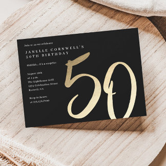 Modernes Minimalistisches Gold 50. Geburtstag Magneteinladung