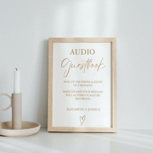 Modernes Minimalistisches Gold Audio Gästebuch-Zei Poster