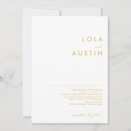 Modernes Minimalistisches Gold Schriftart Foto Einladung