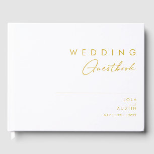 Modernes Minimalistisches Gold Schriftart Wedding  Gästebuch