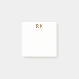 Modernes, Minimalistisches Gold Two Monogram Post-it Klebezettel