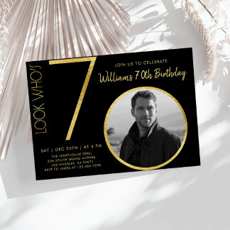 Modernes Minimalistisches Gold Typ 70. Geburtstag Einladung