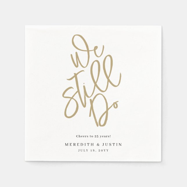 Modernes Minimalistisches Gold Vow Renewal Party N Serviette (Vorderseite)