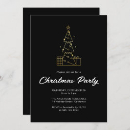 Modernes Minimalistisches Gold Weihnachtsbaum Part Einladung