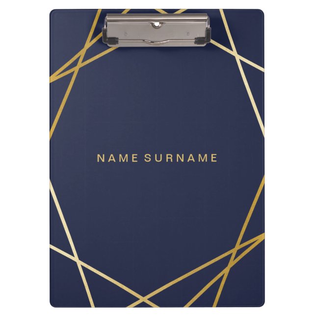 Modernes Minimalistisches Goldgeometrisches Klemmbrett (Vorderseite)
