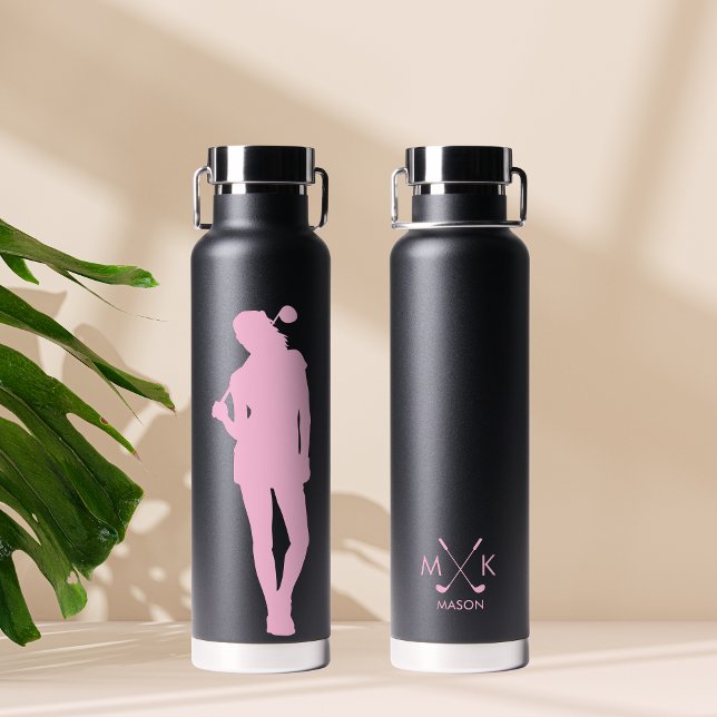 Modernes Minimalistisches Golfer Monogramm Trinkflasche (Von Creator hochgeladen)