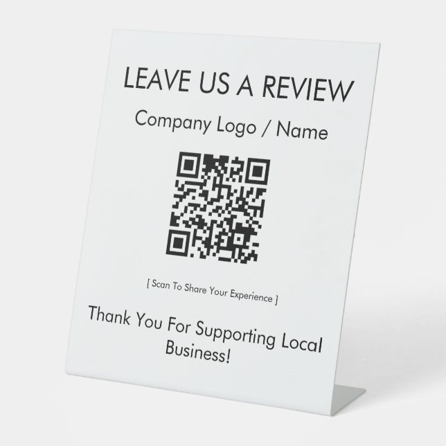 Modernes minimalistisches Google-Review-QR-Code Sockelschild (Vorderseite)