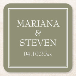 Modernes Minimalistisches Grün Rechteckiger Pappuntersetzer