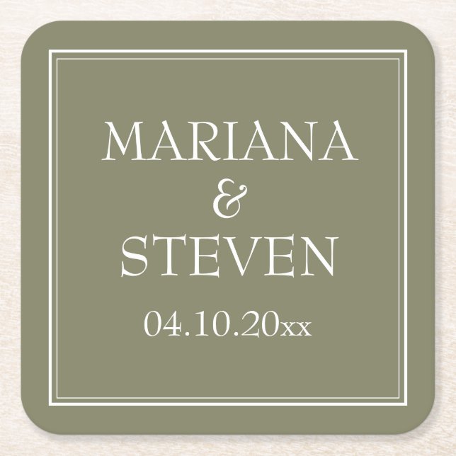 Modernes Minimalistisches Grün Rechteckiger Pappuntersetzer (Vorderseite)