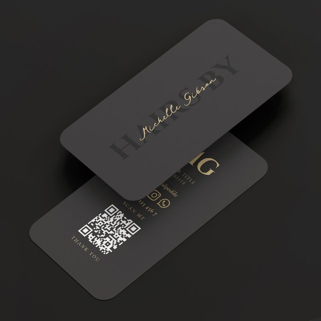Modernes Minimalistisches Haarstylist Monogram Dar Visitenkarte (Modern Minimalist Hairstylist Monogram Dark Business Card
)