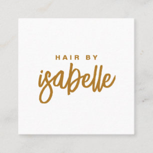 Modernes Minimalistisches Hair Stylist-Gold-Script Quadratische Visitenkarte