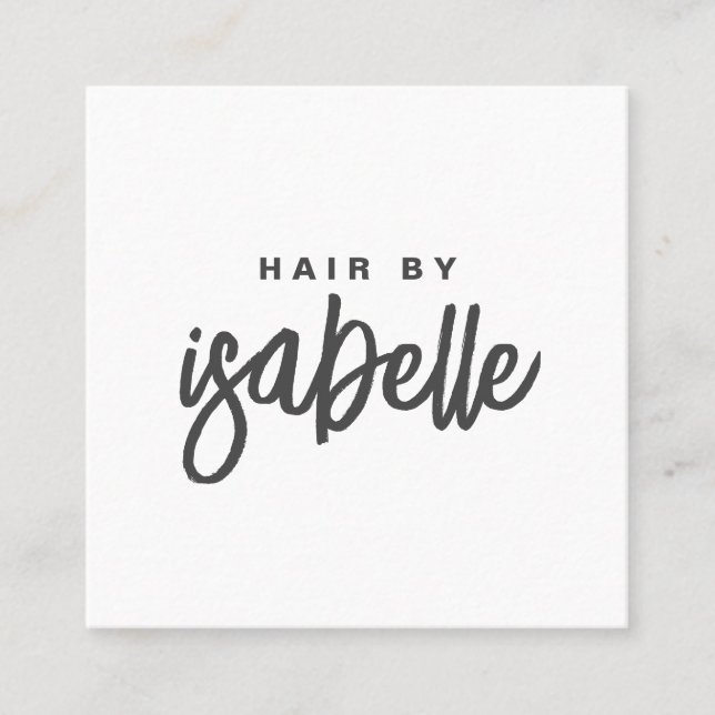 Modernes Minimalistisches Hair-Stylist-Script Quadratische Visitenkarte (Vorderseite)
