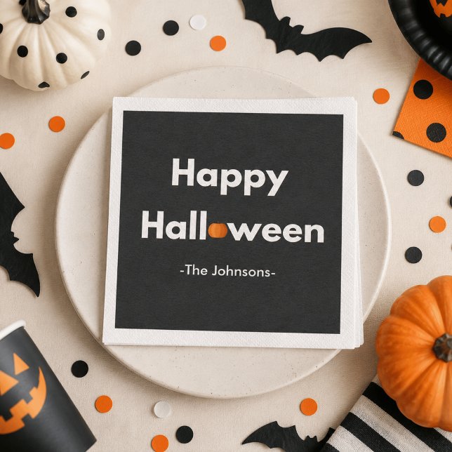 Modernes Minimalistisches Halloween - Personalisie Serviette (Von Creator hochgeladen)