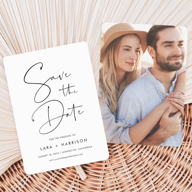 Modernes Minimalistisches handgeschriebenes Script Save The Date (Von Creator hochgeladen)