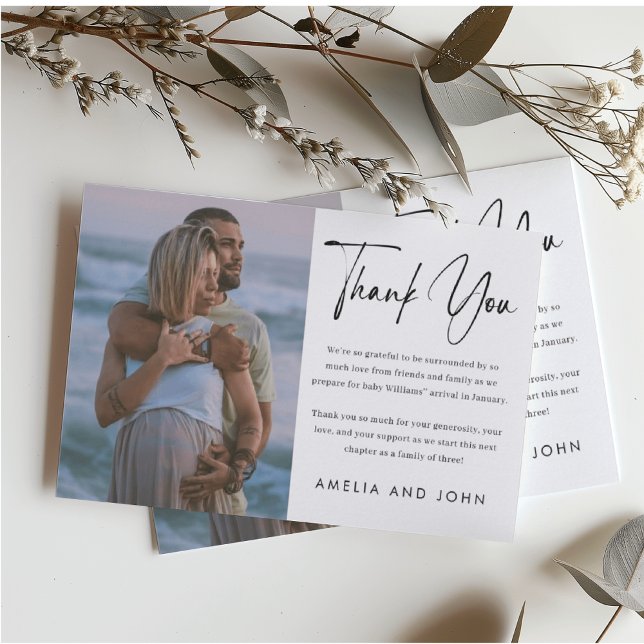 Modernes, Minimalistisches, handgeschriebenes Skri Dankeskarte (Von Creator hochgeladen)