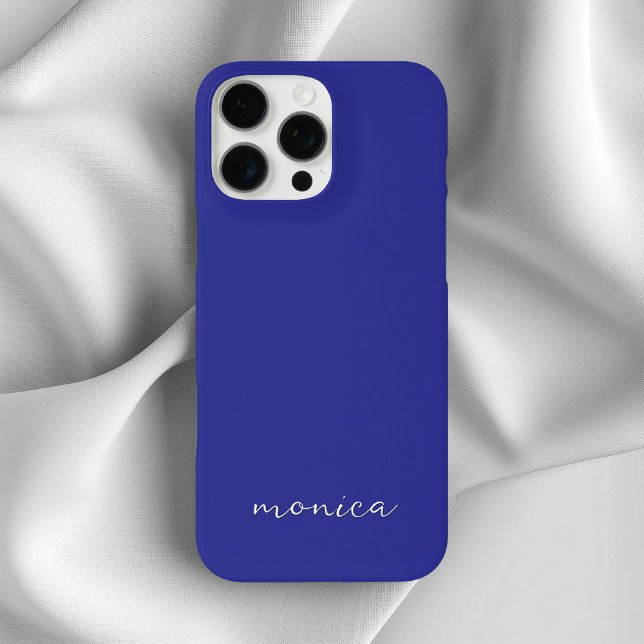 Modernes Minimalistisches handgeschriebenes Skript Case-Mate iPhone Hülle (Modern Minimalist Handwritten Script Deep Blue Case-Mate iPhone Case)