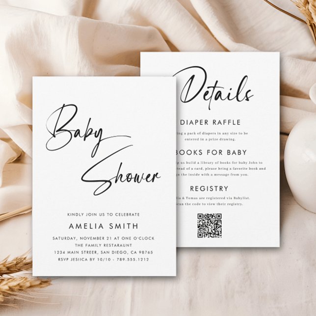 Modernes Minimalistisches handgeschriebenes Skript Einladung (Von Creator hochgeladen)