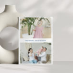 Modernes Minimalistisches Hanukkah Drei Fotos Feiertagskarte<br><div class="desc">Diese moderne Ferienkarte bietet einen weißen Hintergrund mit Platz für drei Fotos - zwei waagerecht auf der Vorderseite und eine vertikal auf der Rückseite. Das einfache Design bietet eine stilvolle und minimalistische Möglichkeit,  Ihre Hanukkah Wünsche mit Familie und Freunden zu teilen.</div>