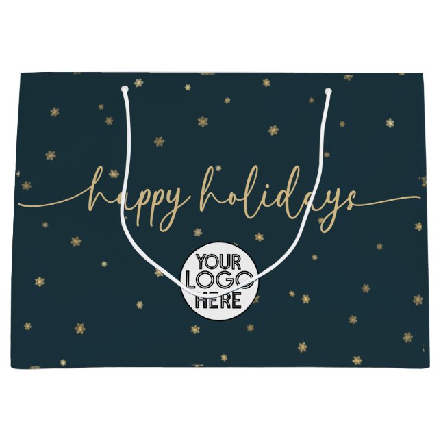Modernes Minimalistisches Happy Holidays Business  Große Geschenktüte (Vorderseite)
