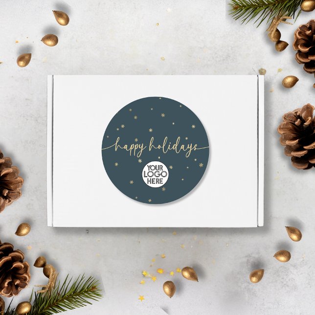 Modernes Minimalistisches Happy Holidays Business  Runder Aufkleber (Von Creator hochgeladen)
