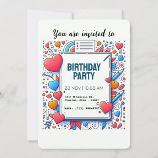 Modernes Minimalistisches Herzdoodle Einladung