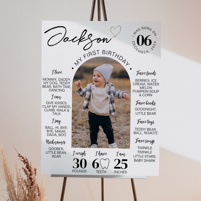 Modernes Minimalistisches Herzstück Geburtstag Fot Poster (Von Creator hochgeladen)