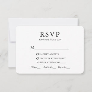 Modernes Minimalistisches Hochzeitessen RSVP Karte