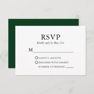 Modernes Minimalistisches Hochzeitgrün RSVP Karte