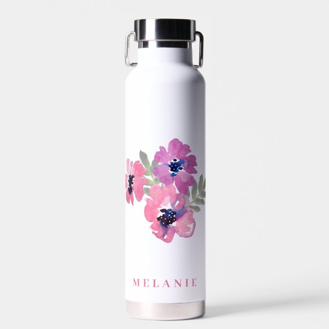 Modernes Minimalistisches Hochzeitrosa Trinkflasche (Vorne)