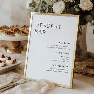 Modernes minimalistisches Hochzeits-Dessertbar-Men Poster