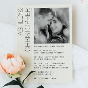 Modernes Minimalistisches Hochzeitsbu&W-Foto Einladung