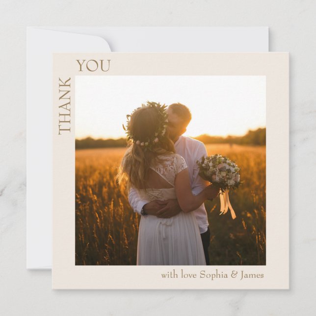 Modernes Minimalistisches Hochzeitsfest-Foto Dankeskarte (Vorderseite)