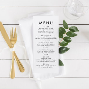 Modernes Minimalistisches Hochzeitsmenü Menükarte
